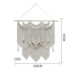 Thảm Treo Tường Bohemian Trang Trí Dệt Sợi Tua Rua Làm Màn Treo