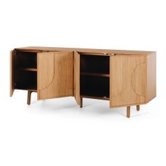 Tủ sideboard gợn sóng gỗ sồi tự nhiên