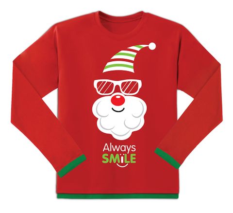 Áo đèn tay dài - Nữ -  Ông Noel Mắt Kính - Màu đỏ Size nữ: S, M, L