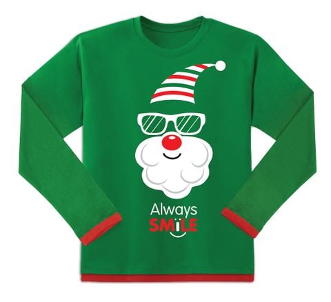 Áo đèn tay dài - Nam -  Ông Noel Mắt Kính - Màu xanh lá size L, M, S