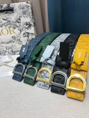 Belt nam nữ Dior* bản 3,5cm dây da bò hoạ tiết nhiều màu đẹp cao cấp