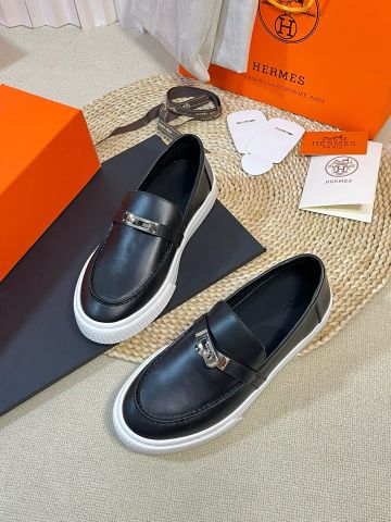 Giày slip on nam nữ Hermes* da bò xịn quai ngang khoá bạc đẹp VIP 1:1