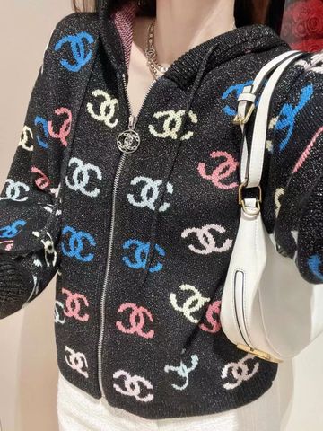 Áo cardigan len nữ chanel* có mũ hoạ tiết logo màu sắc đẹp trẻ trung VIP 1:1