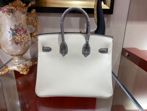 Túi HERMES birkin size 25cm phối cá sấu xám đẹp sang độc đáo cao cấp