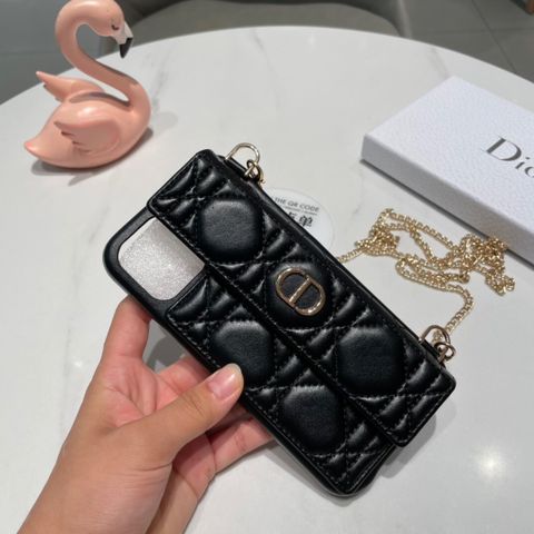 Ốp iphone Dior* da lỳ vân karo kèm dây xích đeo xịn đẹp cao cấp,