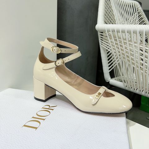 Giày nữ Dior* da bóng gót vuông cao 7cm hai quai mẫu mới đẹp sang có 3 màu VIP 1:1