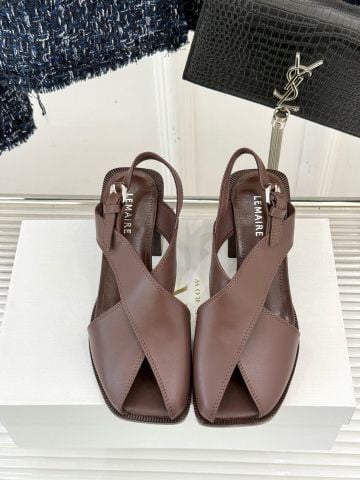 Giày sandal cao gót Lemaire*e quai chéo gót vuông 6,5cm