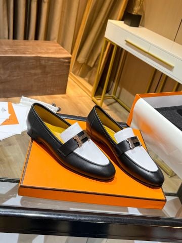 Giày lười nữ Hermes* SIÊU CẤP da bò phối màu kiểu đẹp cao cấp