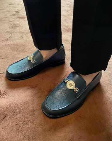 Giày nam Loafer VERSACE* da bò khoá logo xích vàng đẹp sang VIP 1:1