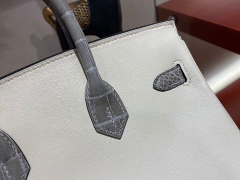 Túi HERMES birkin size 25cm phối cá sấu xám đẹp sang độc đáo cao cấp