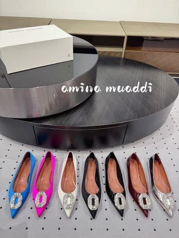 Giày bệt Amina* Muaddi* mũi nhọn chất lụa satin cao cấp