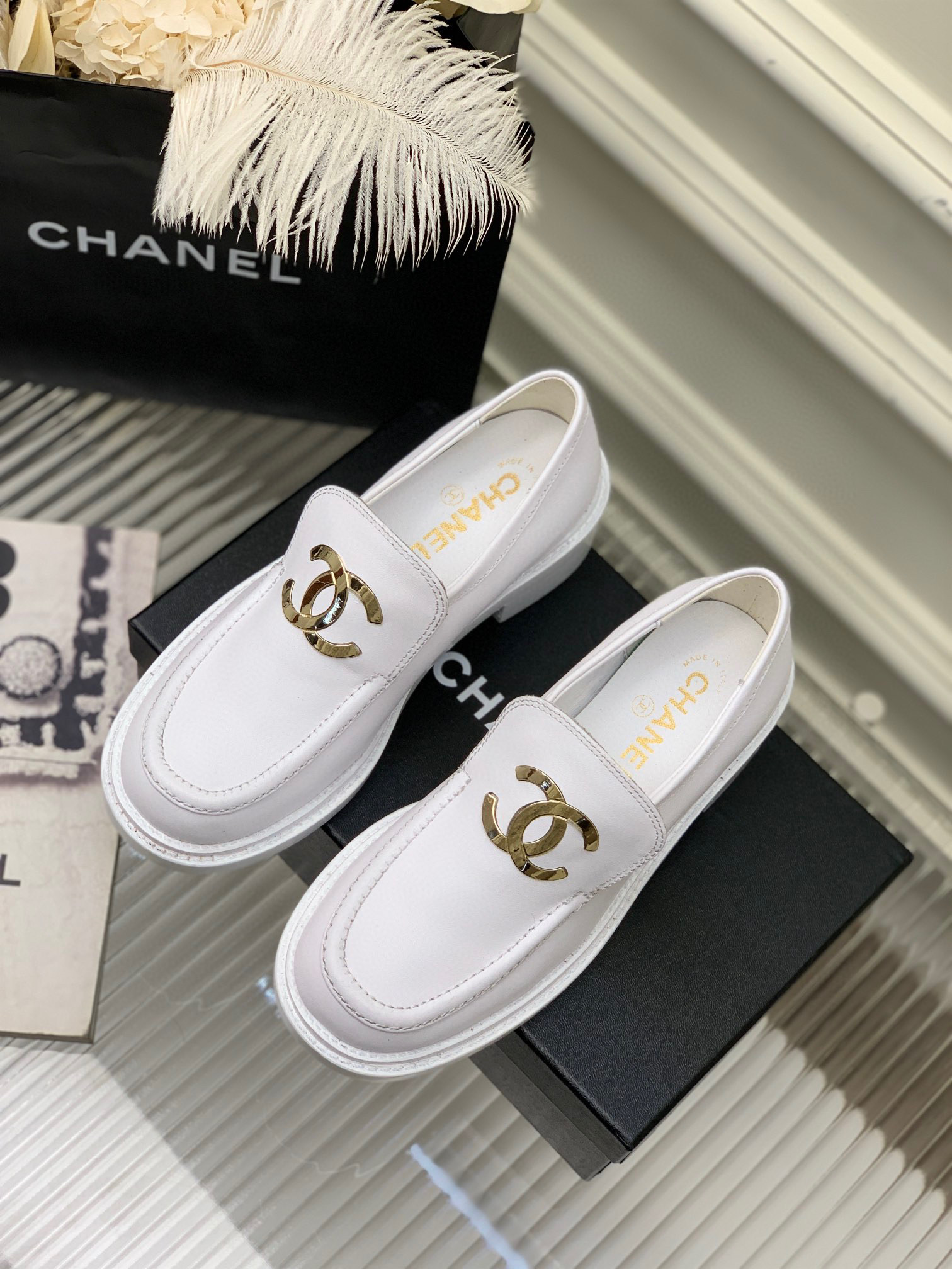 CHANEL  Shoes  Chanel White Loafer Size 38 2 Brand New Never Worn   Poshmark