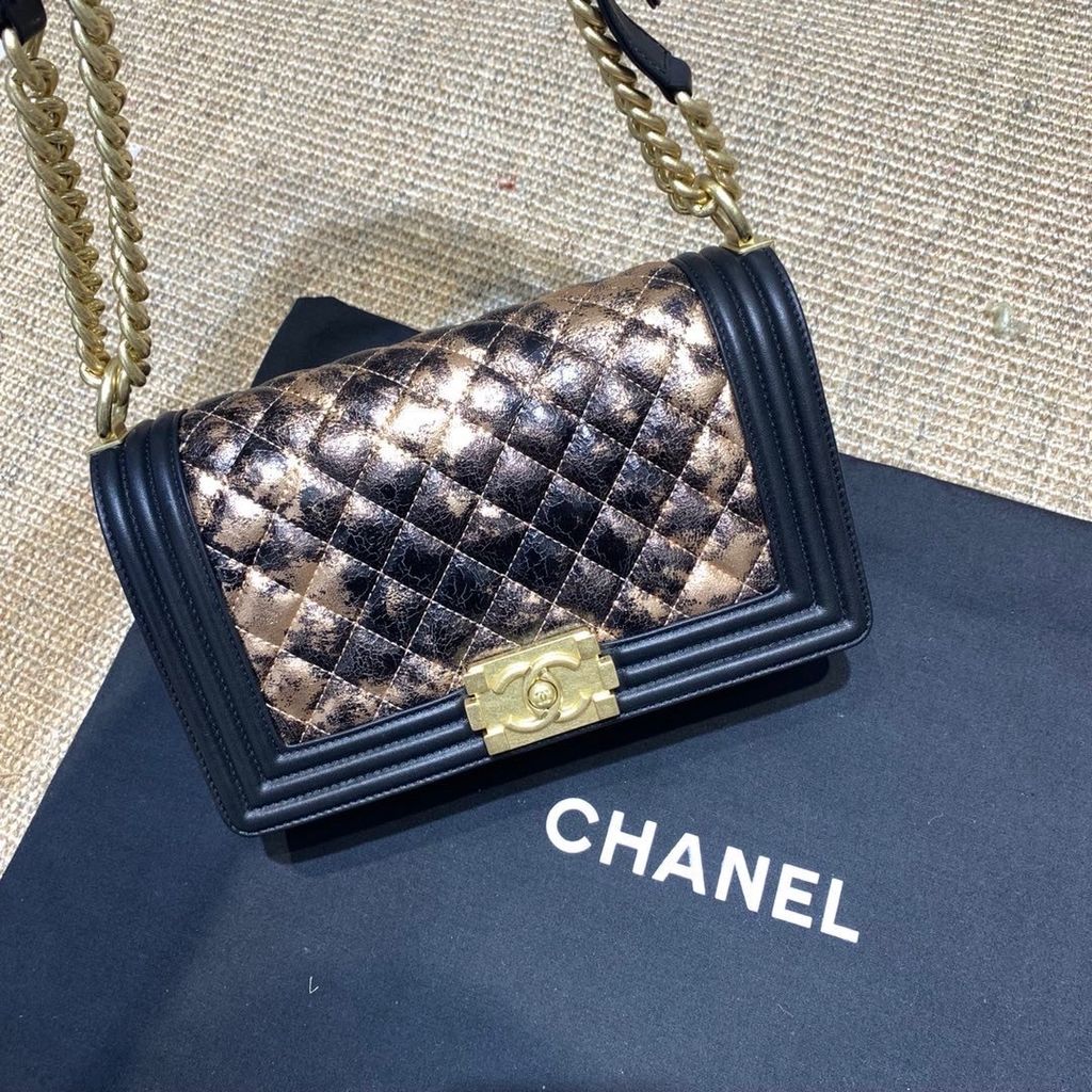 CHANEL MEDIUM LE BOY BAG METALLIC BLUE SHW