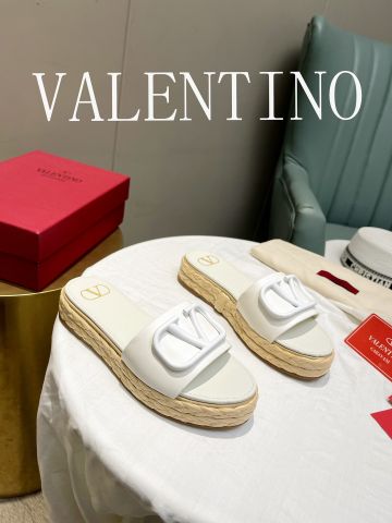 Dép nữ VALENTINO* đế cói quai da bò SIÊU CẤP