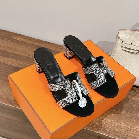 Dép nữ Herme*s đính đá  Oasis “H” Crystal 5 cm