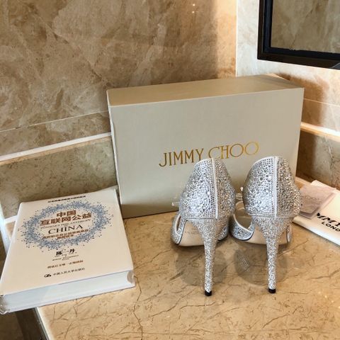 Giày cao gót JIMMY CHOO hở mũi cao 10,5cm nạm full đá đẹp sang VIP