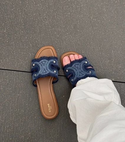 Dép nữ ce*line*  Denim Flat Sandals