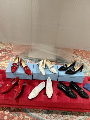 Giày nữ Loafer PRADA* da bóng đẹp sang VIP 1:1 loại 2,5cm và 4,5cm