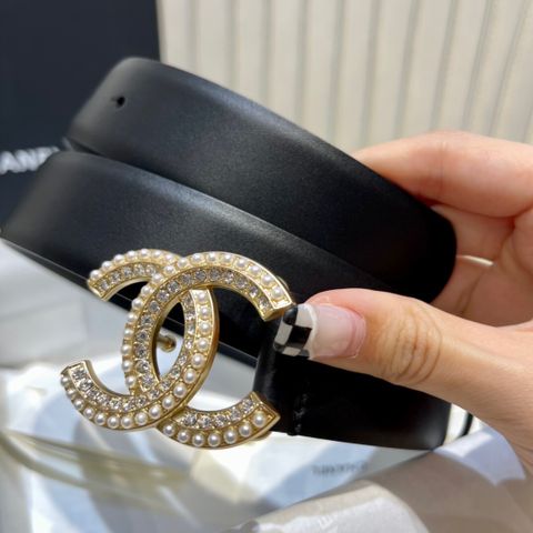 Belt nữ chanel* bản 3cm dây da bò mặt nạm ngọc và đá đẹp sang cao cấp