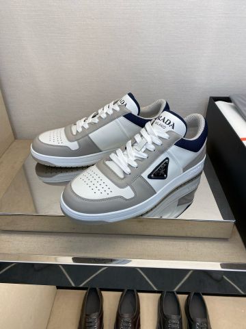 Giày nam buộc dây PRADA* da bê phối màu đẹp VIP 1:1