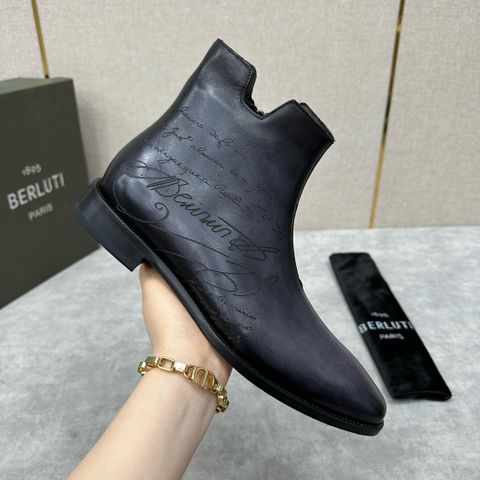 Giày boot nam BERLUTI* da bê khắc chữ đẹp xịn VIP 1:1