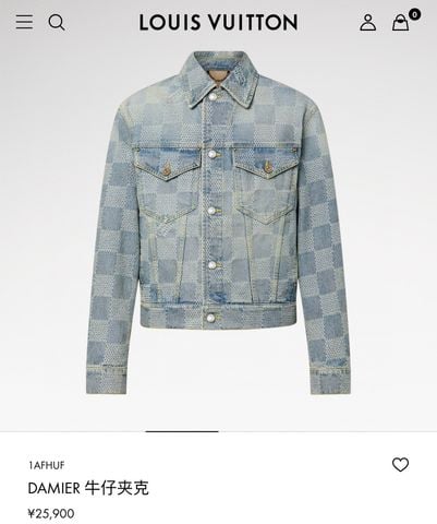 Bộ áo khoác jeans nam L*V hoạ tiết caro xanh nhạt đẹp cao cấp