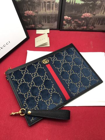 Clutch GUCCI nam nữ size 30cm da lộn hoạ tiết logo cao cấp