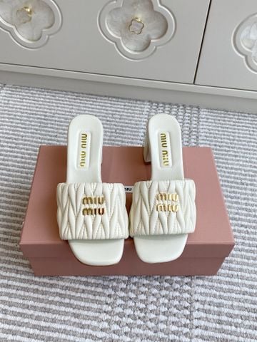 Dép cao gót mi.u mi.u*  Matelasse da cừu cao 6,5cm