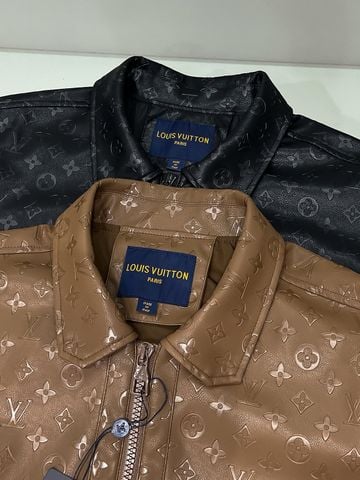 Áo khoác da nam L*V in nổi hoạ tiết Monogram