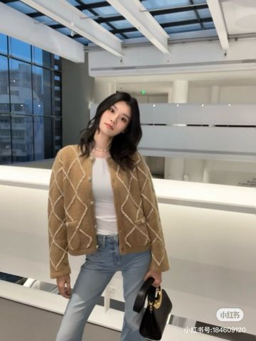 Áo cardigan len nữ chanel* vân trám nổi đẹp VIP 1:1