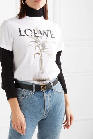 Belt nữ loewe* bản 3,2cm dây da bò mặt logo hàng cao cấp