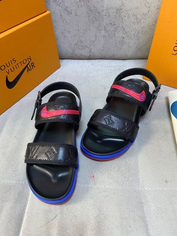 Sandal nam LV* x nike air quai da bò dập hoạ tiết đế phối màu kiểu cực đẹp độc cao cấp