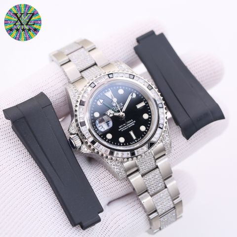 Đồng hồ nam rolex* dây kim loại nạm kim cương mẫu mới cực sang và độc đáo