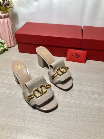 Dép nữ cao gót VALENTINO cao 6cm quai da bò logo vàng đẹp sang SIÊU CẤP