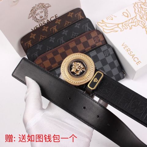 Belt nam VERSACE mặt tròn dây dập hoạ tiết