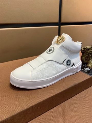 Giày nam VERSACE* cao cổ da bò lỳ dập hoạ tiết logo vàng kiểu đẹp