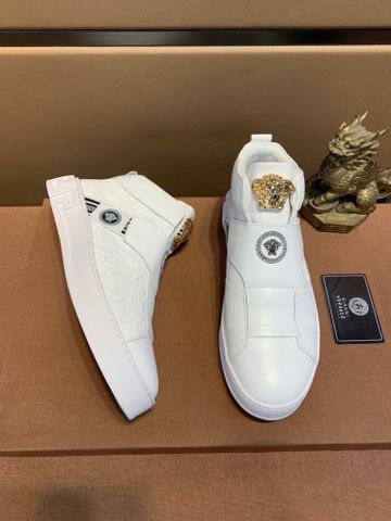 Giày nam VERSACE* cao cổ da bò lỳ dập hoạ tiết logo vàng kiểu đẹp