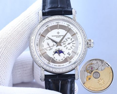 Đồng hồ nam vacheron* constantin* máy cơ dây da mặt viền kim đẹp VIP 1:1