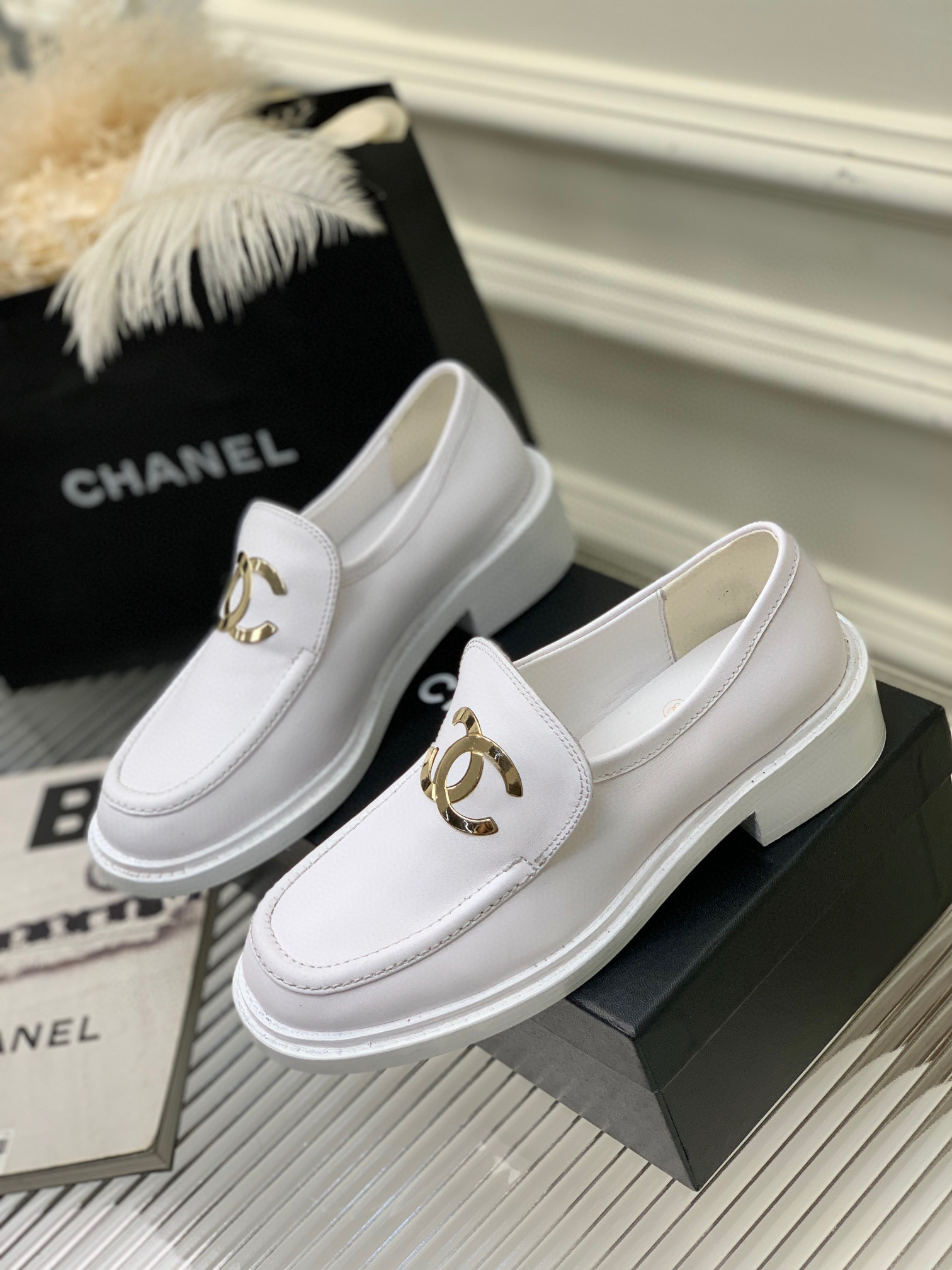 Chanel  Spring 1994 Black  White Leather Loafer  VSP Consignment