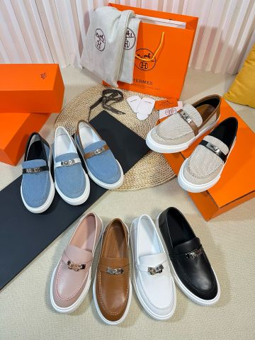 Giày slip on nam nữ Hermes* denim quai ngang khoá bạc đẹp VIP 1:1