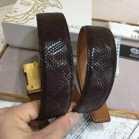 Belt versace bản 3,8cm dây da vân rắn bóng mờ mặt hoa văn độc đáo rất sang