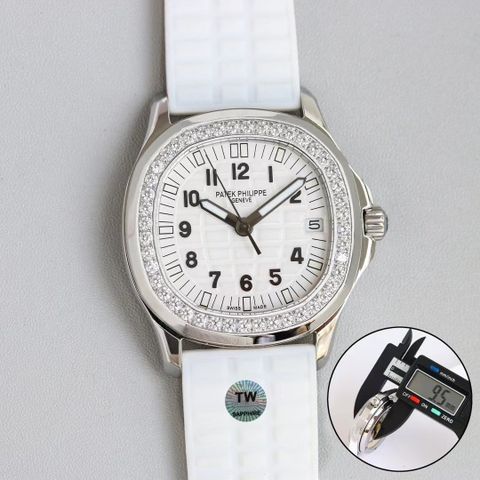 Đồng hồ nữ Patek* Philippe* máy cơ dây cao su mặt viền kim cương nhiều màu  dây đẹp VIP 1:1
