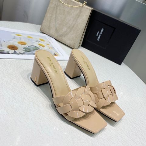 Dép nữ ysl cao 7cm quai da bóng đan đẹp sang 35-41