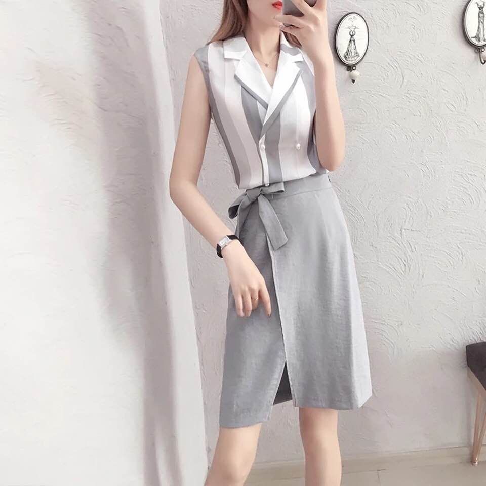 Set rời thiết kế áo yếm và chân váy trắng viền đen đẹp  JN31  AloraShop21