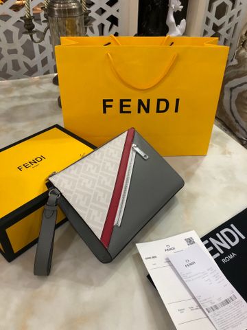 Clutch FENDI* nam nữ SIÊU CẤP da bò lỳ phối hoạ tiết Logo đẹp