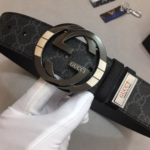 Belt gucci nam đẹp bản 3,8cm mặt mạ đen