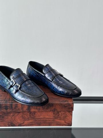 Giày lười nam Stefan* Ricc*  da bò dập vân cá sấu cao cấp