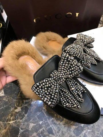 Sục gucci nữ nơ đá gót lông mịn đẹp hàng cao cấp