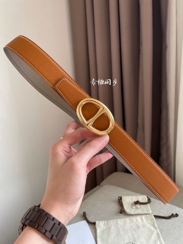 Belt nam nữ Hermes* bản 3,2cm dây da dùng 2 mặt