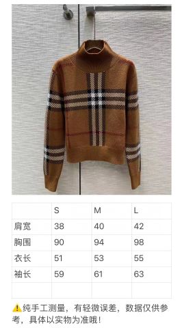 Áo len nữ Burberry* cổ cao kẻ nâu đẹp SIÊU CẤP